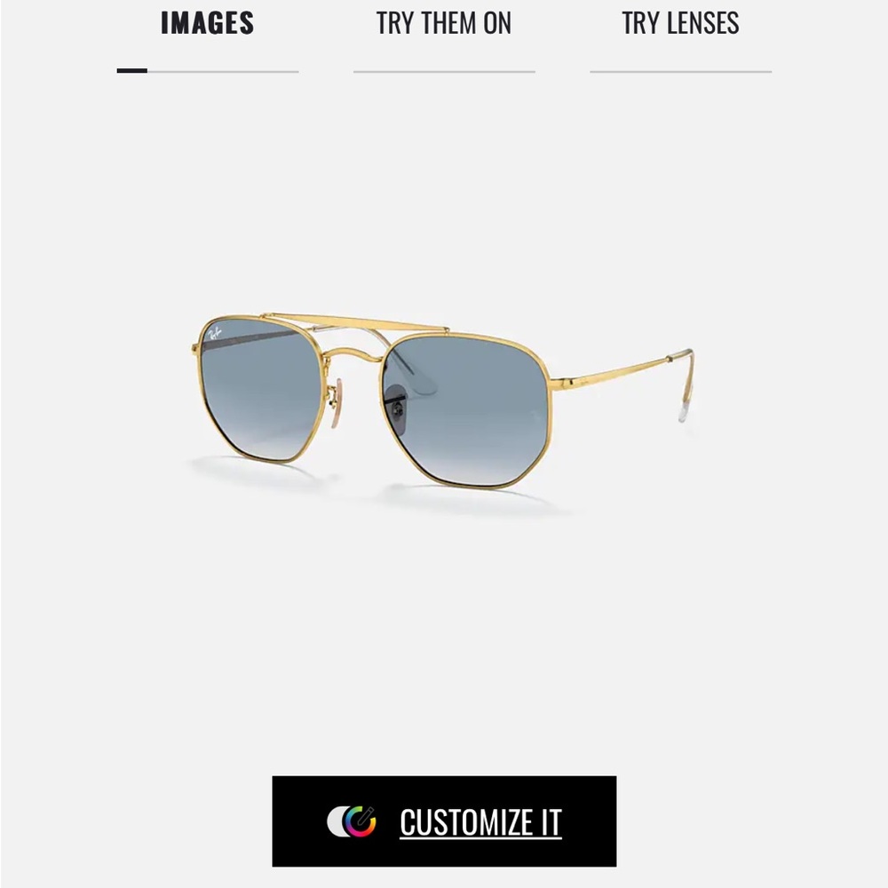 Marshal Ray-Ban Sunglasses Light Blue Gradient + Gold Frame